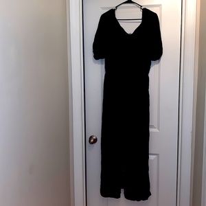 All black tie knot wide leg jumpsuit